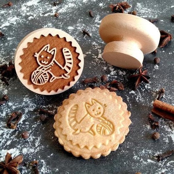 画像1: 猫ちゃん/cat*wood cookie stamp (1)