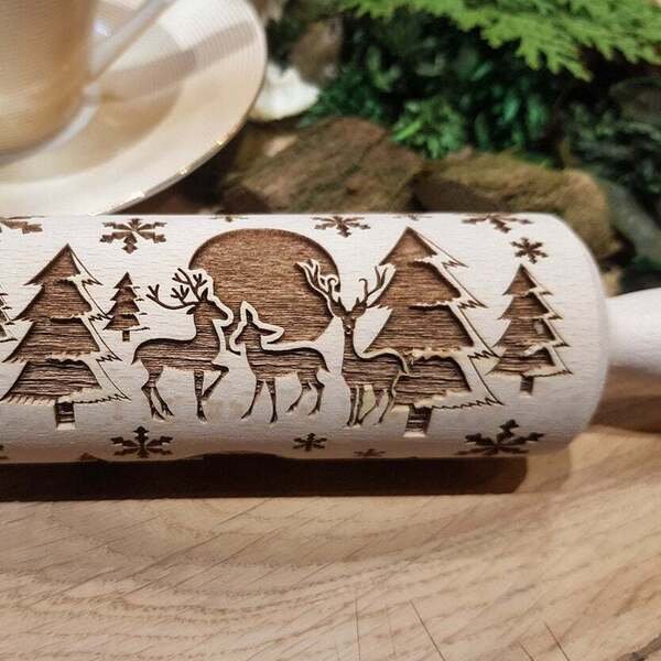 画像1: 森のトナカイ＜christmas deer in the forest＞/mini Rolling Pin (1)