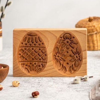 画像1: イースターエッグ＜2種類＞*wood gingerbread cookie mold