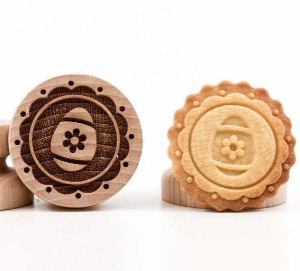 画像1: たまご＆お花*wood cookie stamp (1)