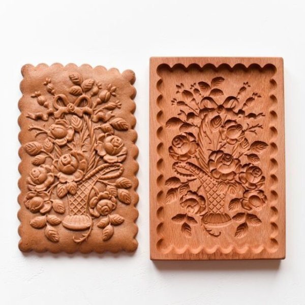 画像1: ★☆送料無料☆★ 薔薇カゴ/Busket of roses*wood gingerbread cookie＆shortbread mold (1)