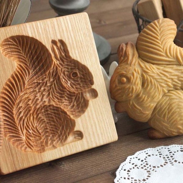 画像1: リス*wood gingerbread cookie mold (1)