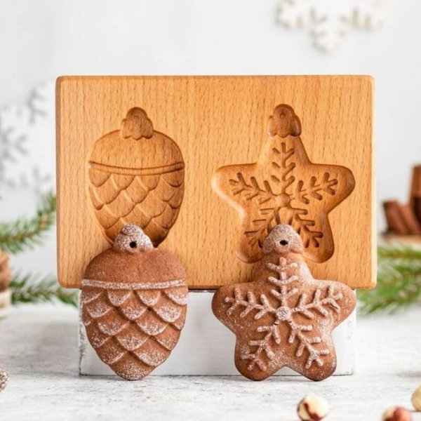 画像1: オーナメント*2種類＜その2＞ *wood gingerbread cookie mold (1)