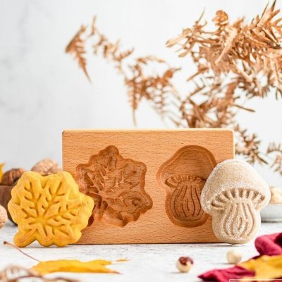 画像1: きのこ＆葉っぱ *wood gingerbread cookie mold
