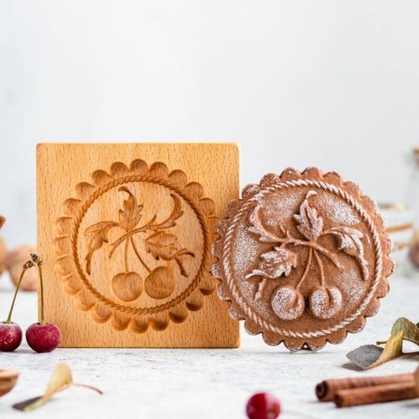 画像1: サクランボ*wood gingerbread cookie mold (1)