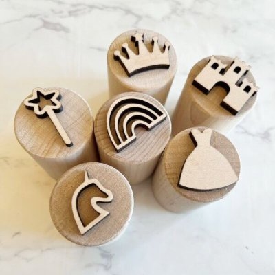 画像1: 王冠*お城*レインボー*ドレス*杖*ユニコーン＜6個＞*wood cookie stamp