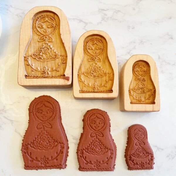 画像1: マトリョーシカ＜3size＞+カッター付き/wood cookie mold【送料無料】 (1)