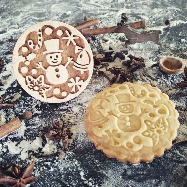 画像1: 雪だるま/snowman*wood cookie stamp (1)