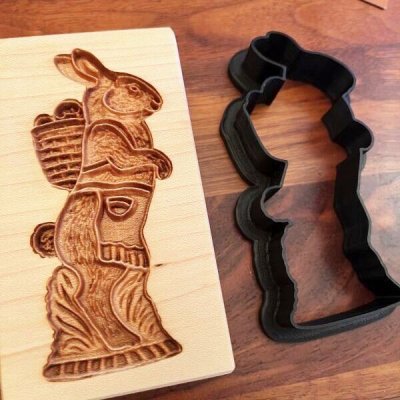 画像1: Vintage Standing Bunny/うさぎ＋カッター付き*wood cookie mold【送料無料】