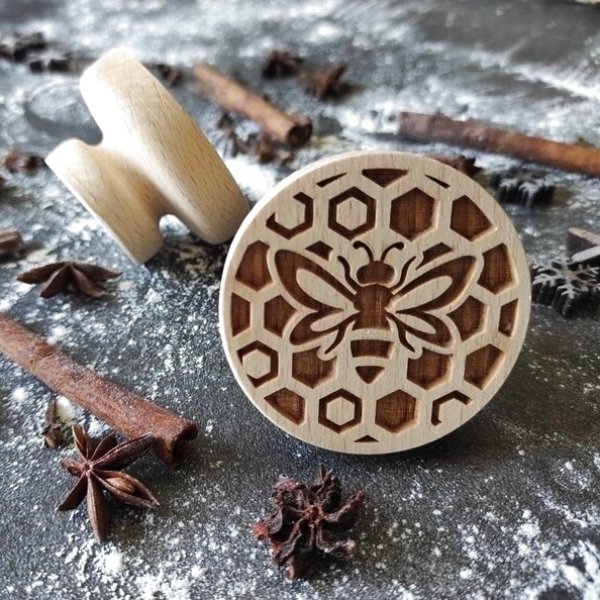 画像1: 蜜蜂＆巣*wood cookie stamp (1)