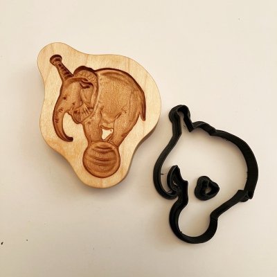 画像1: サーカスの象さん/Circus Elephant＋カッター付き*wood cookie mold【送料無料】