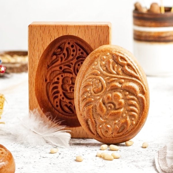 画像1: 花柄のGzhel egg*wood gingerbread cookie mold (1)