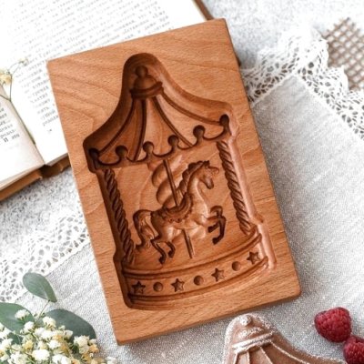 画像1: メリーゴーランド/Carousel*wood gingerbread cookie mold